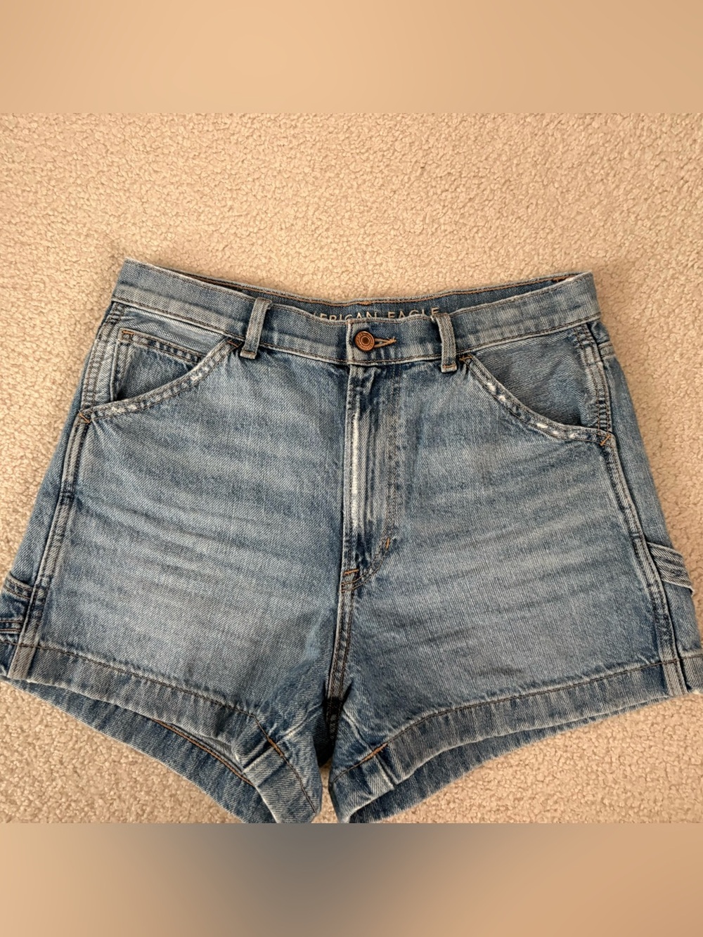 American Eagle High-Waist Denim Shorts - Light Blue